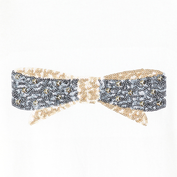 تيشيرت مطرز بالترتر باللون الأبيض للفتيات